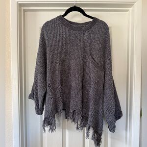 Gray Distressed Women Sweater